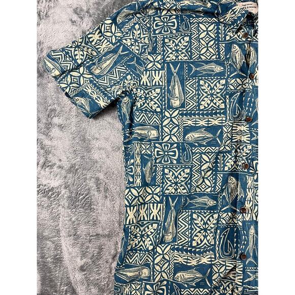 men's blue Quiksilver Waterman collection fish print 2XL excellent condition - Picture 3 of 9